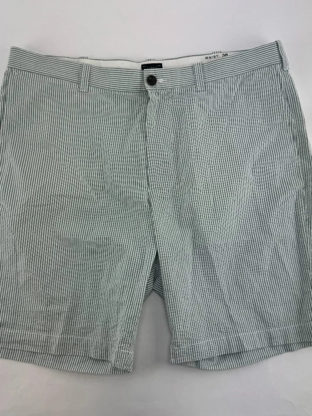 J. Crew Seersucker Shorts Green White Striped Men's Size 36 9